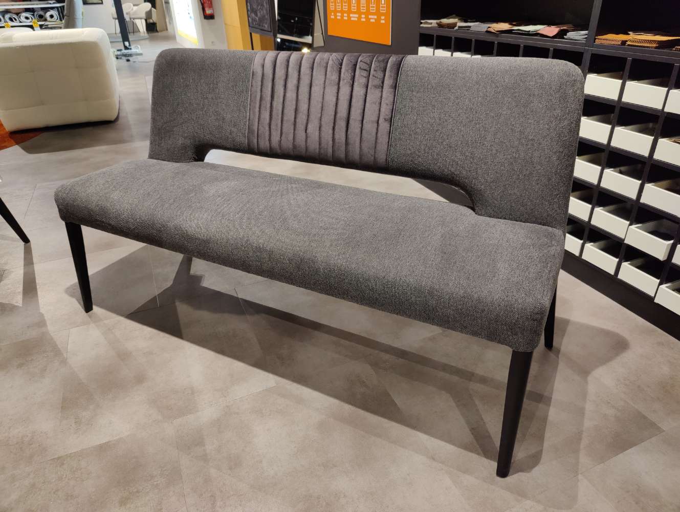 Sitzbank – 160 cm –  Polsterbank – Anthrazit – Retro