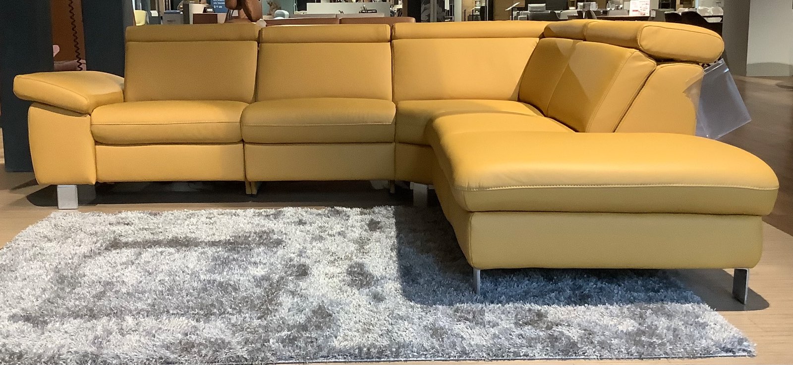 Ecksofa/Lederbezug curry