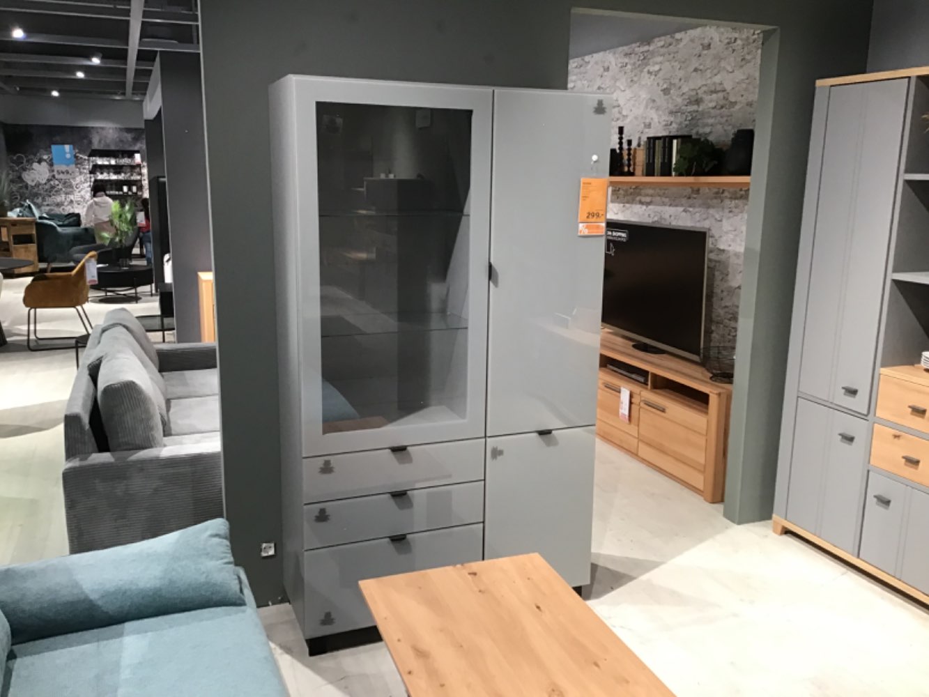 XXXLutz Ausstellungsstück Möbel Vitrine Poole Glas grau