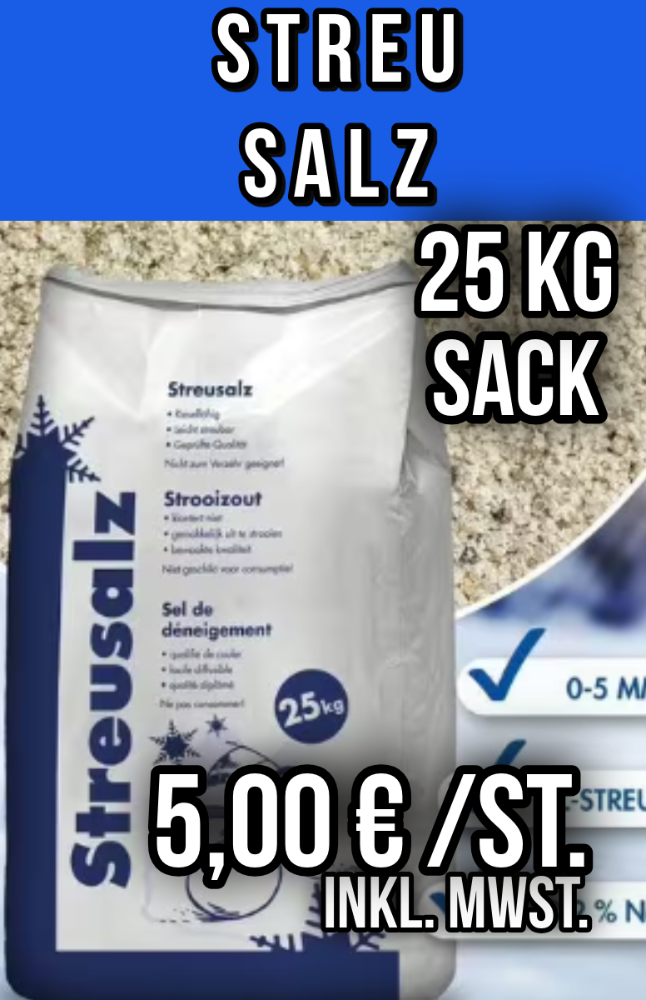 Streusalz 25 KG Sack / Auftausalz Salz