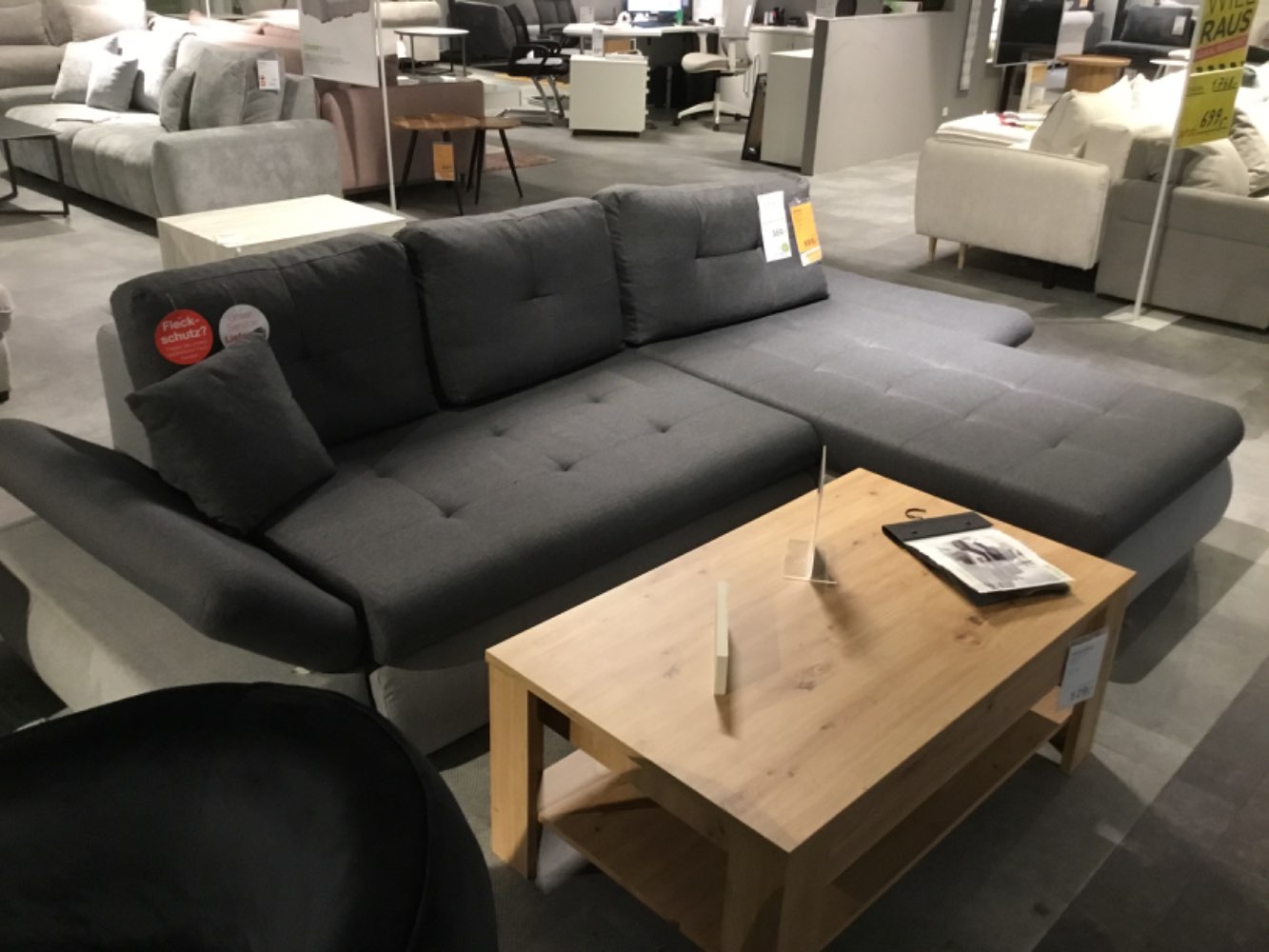 Möbel,Ecksofa Attila,Hellgrau-Grau,Bettkasten,302cm Breit,XXXL