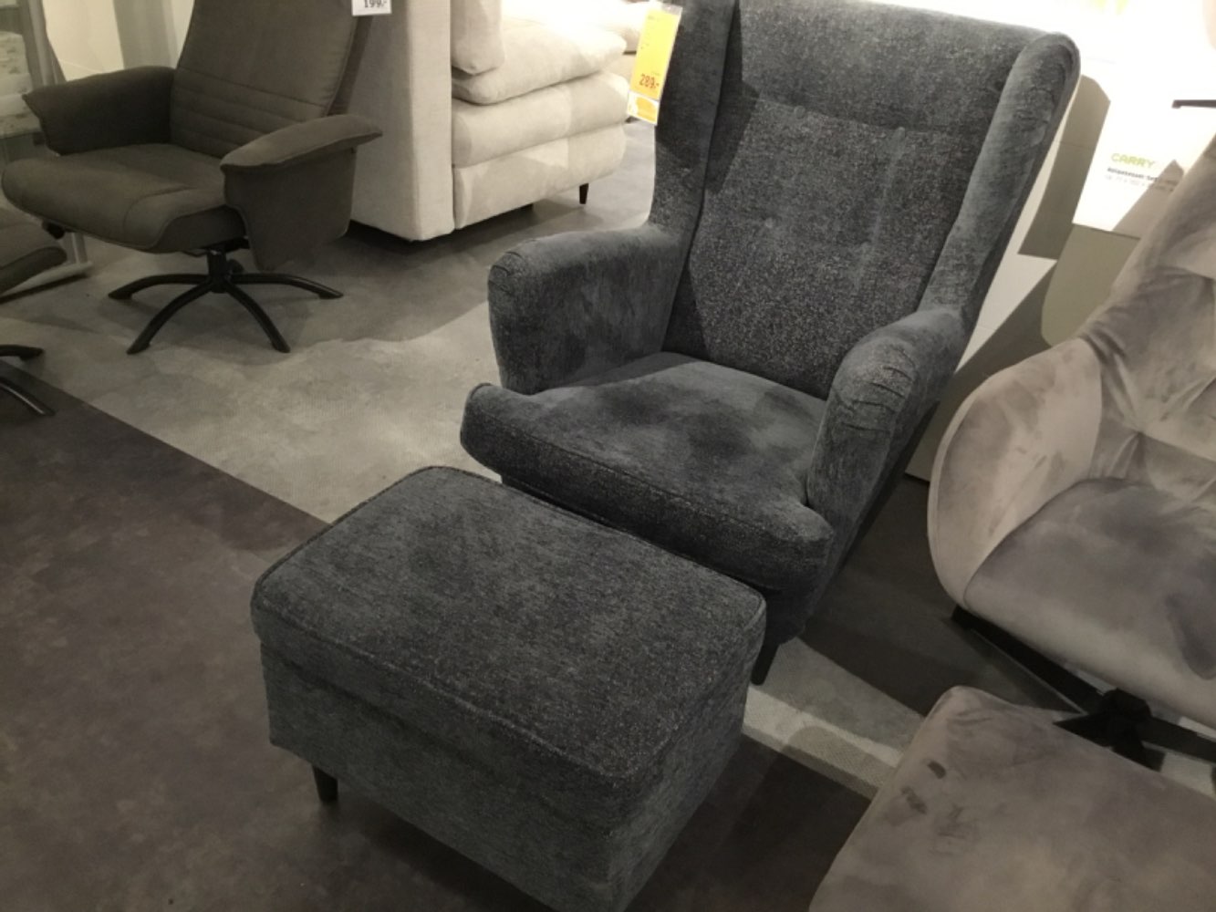 Möbel,ED-Lifetyle,Ohrensessel-Set Hugo,Anthrazit,78er Breite,XXXL