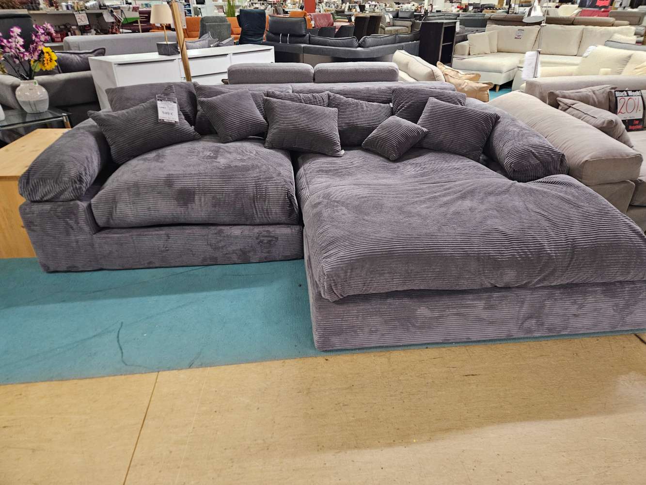 Ecksofa Couch Lianea Cordstoff Dunkelgrau statt 1479€