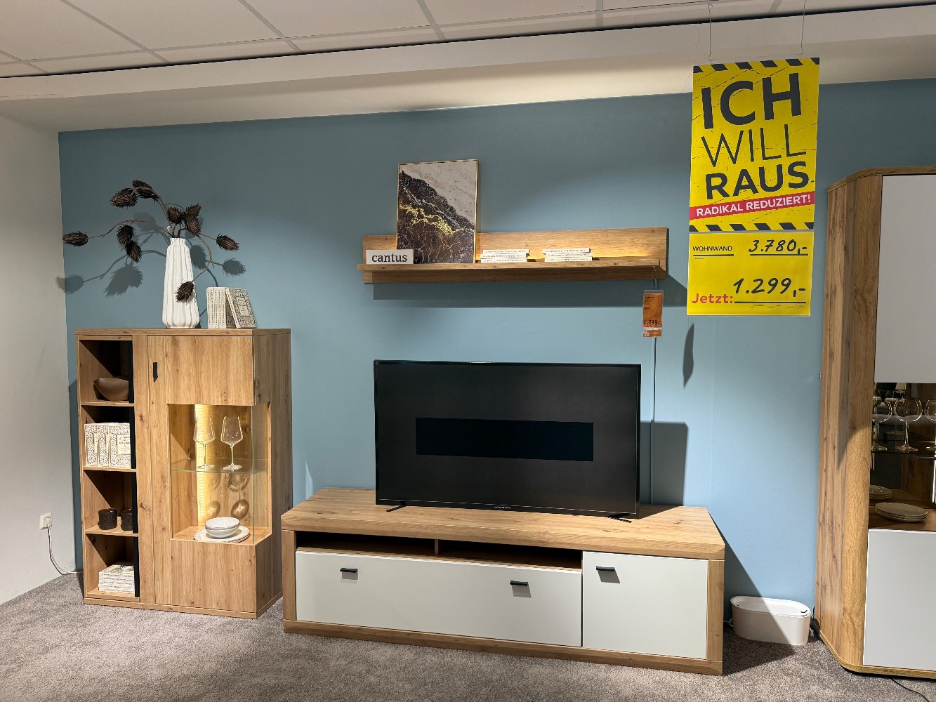 Möbel,cantus Wohnwand Lugo,303x170x48cm,eiche,XXXLutz