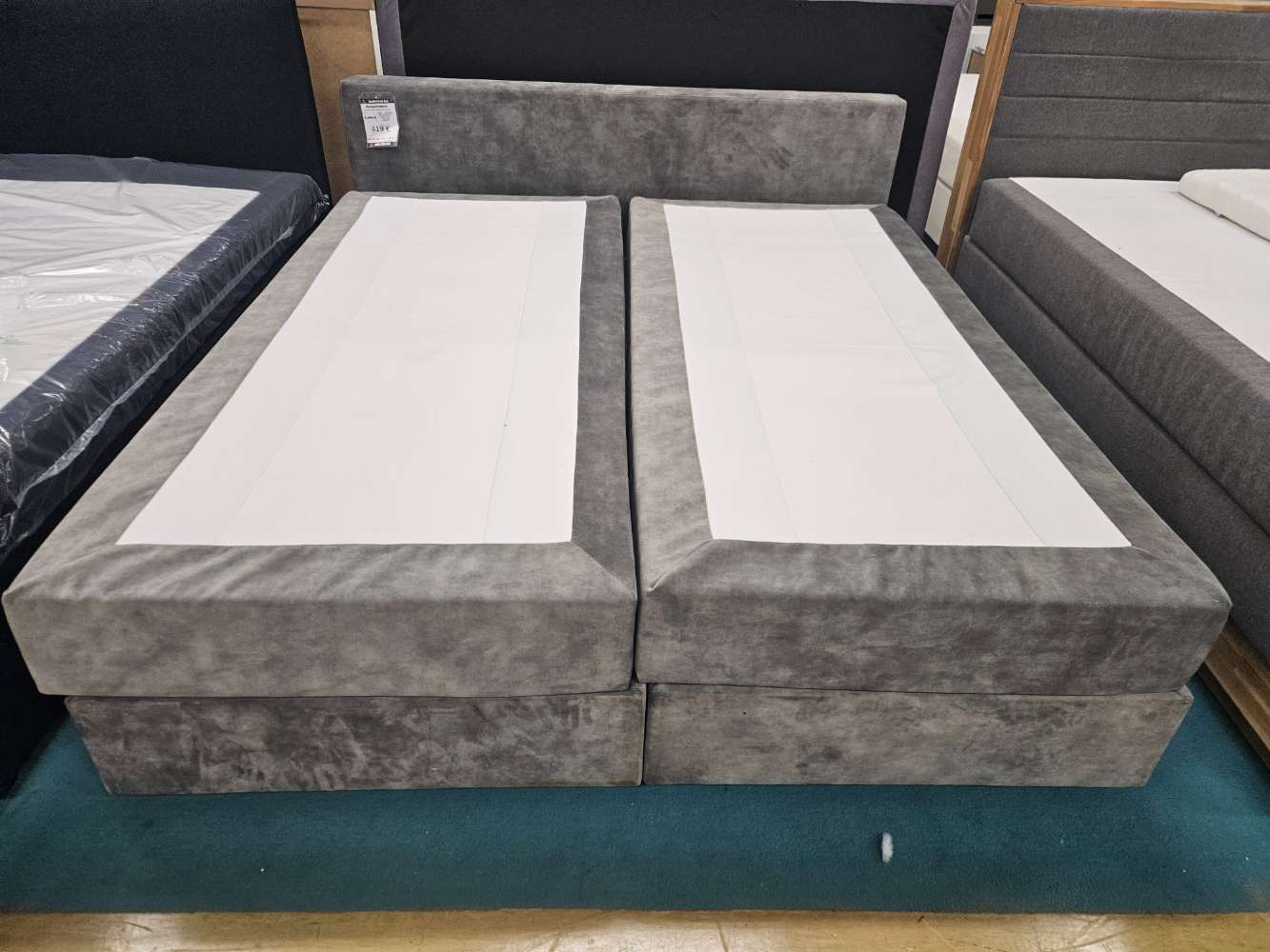 Boxspringbett Mikrofaser Grau Blau statt 1449€