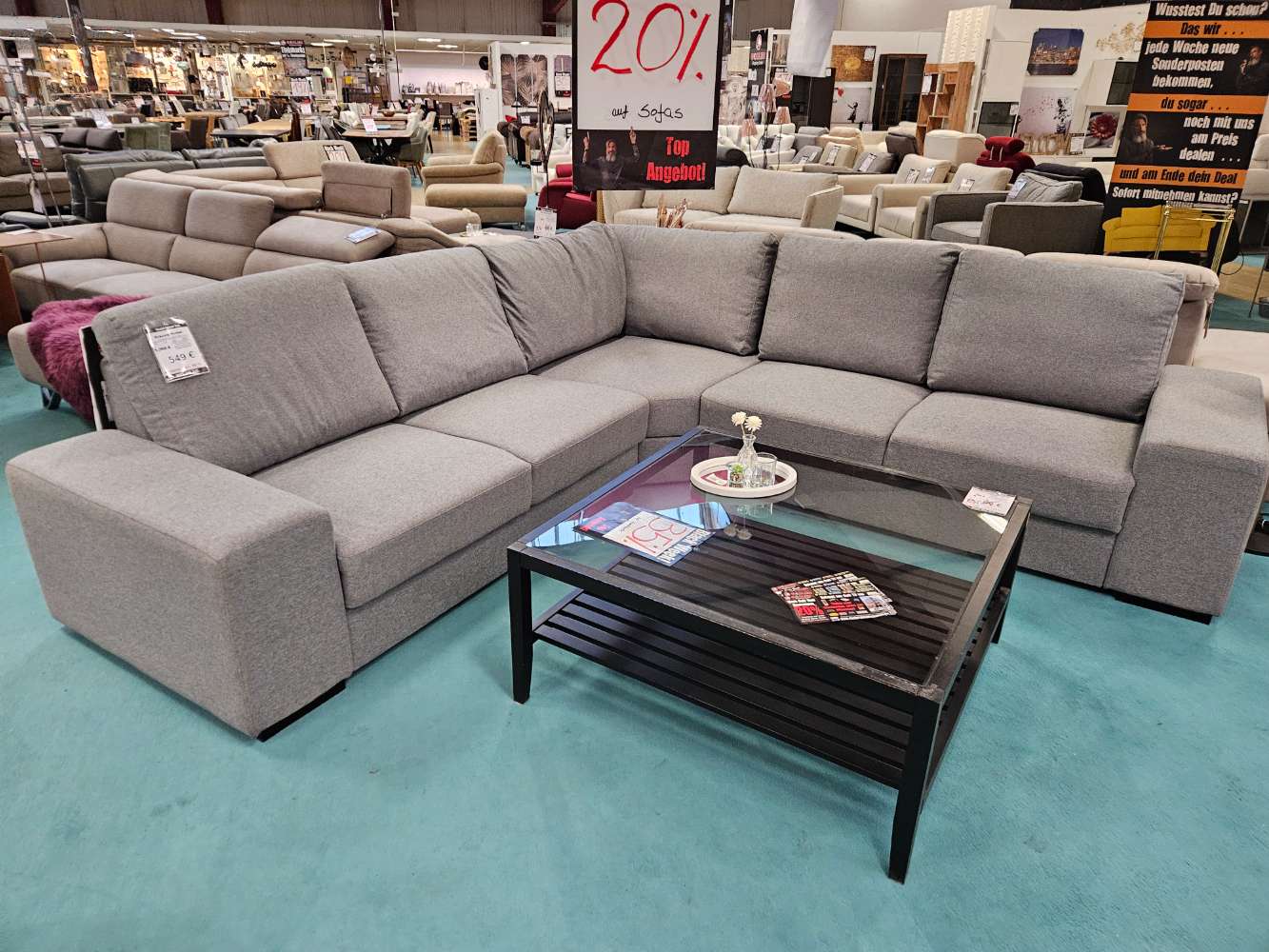 Ecksofa Renée Flachgewebe Grau statt 1369€
