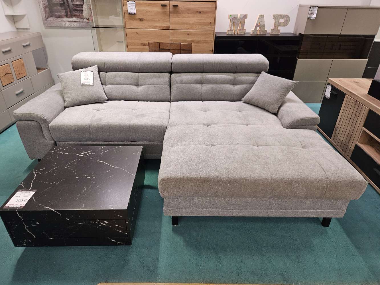 Ecksofa Couch Frieda Webstoff Grau statt 959€