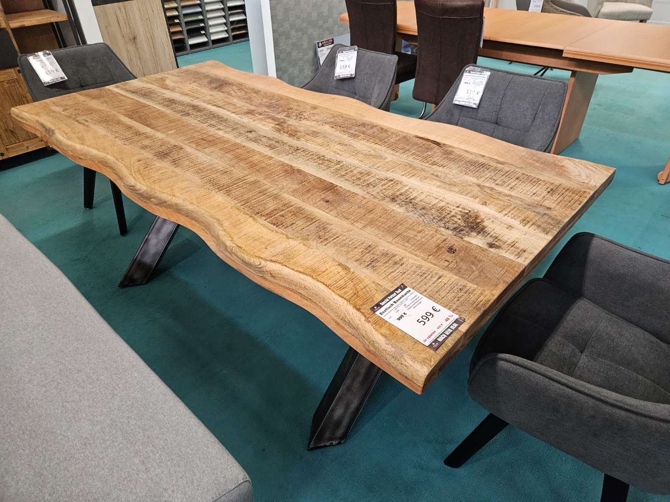 Esstisch Baumkante Mango massiv statt 999€