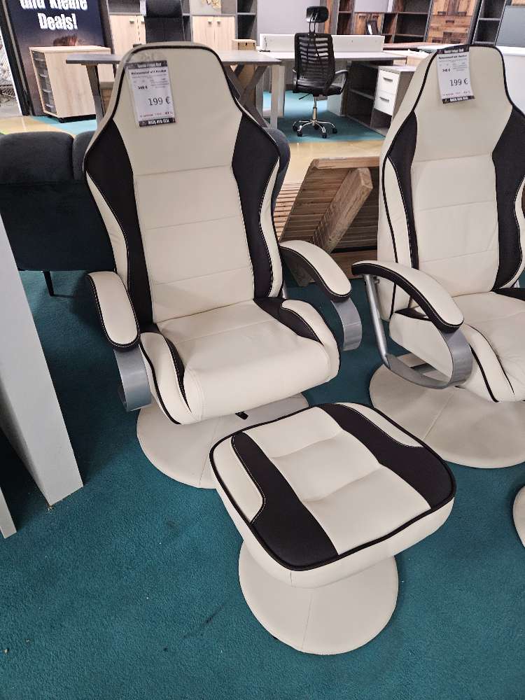 Relaxsessel mit Hocker Kunstleder Creme statt 349€