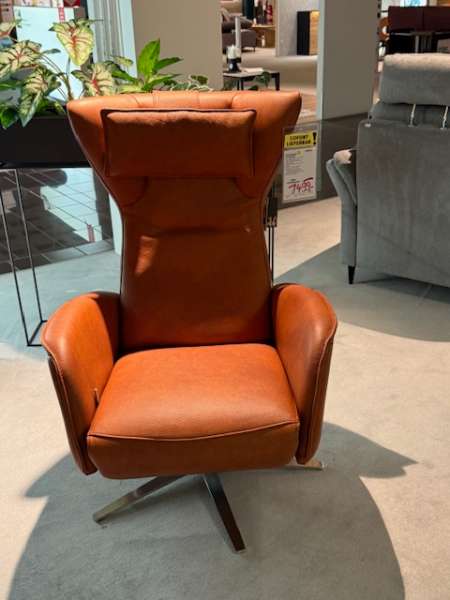 Relaxsessel mit Funktion in Leder Cognac