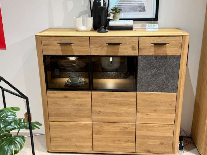 Highboard in Wildeiche teilmassiv mit Graniteinlage
