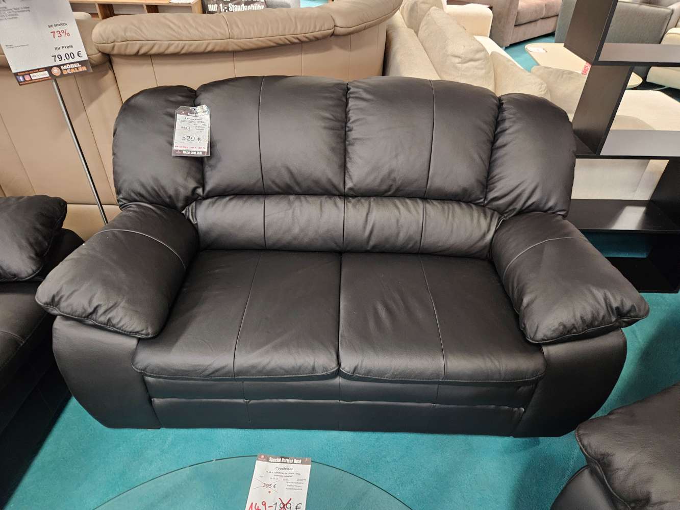 Echtleder Sofa Couch Casino Schwarz statt 883€
