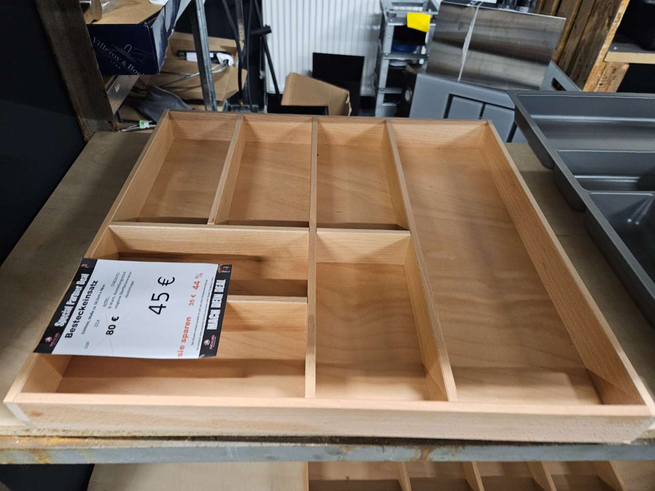 Besteckeinsatz Echtholz Buche Hell statt 80€