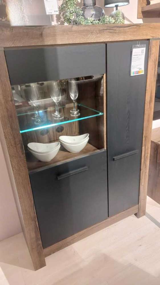 Highboard, Eiche, schwarz