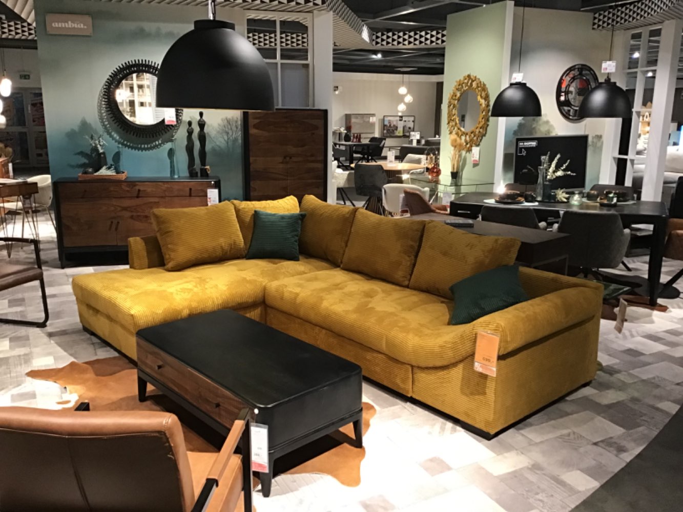 XXXLutz Ausstellungsstück Möbel Ecksofa Alvito Cord Gold gelb