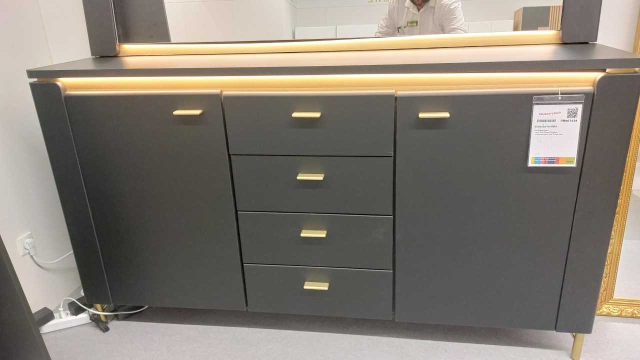 Sideboard, schwarz, matt