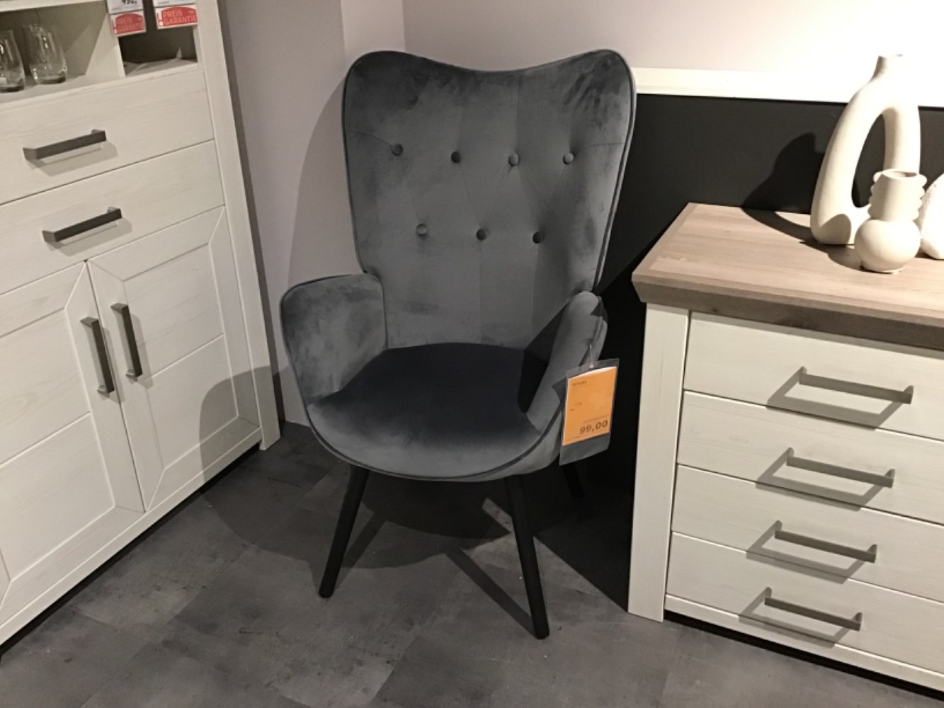 XXXLutz Ausstellungsstück Möbel Sessel Patricia Samt grau