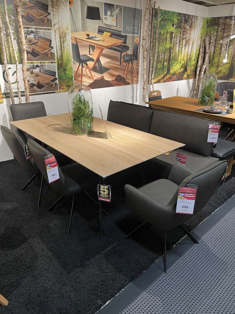 Essgruppe, mit Stühlen und Bank