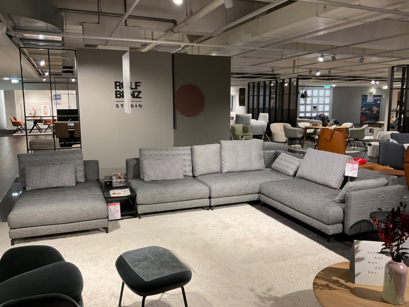 Rundecke / Stoffbezug Schwarz-Weiss