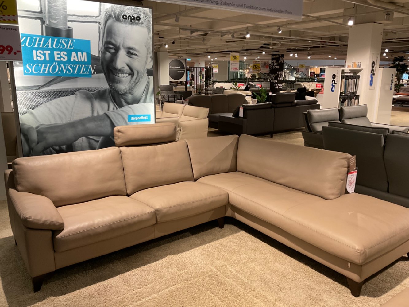 Rundecke Lederbezug Stone