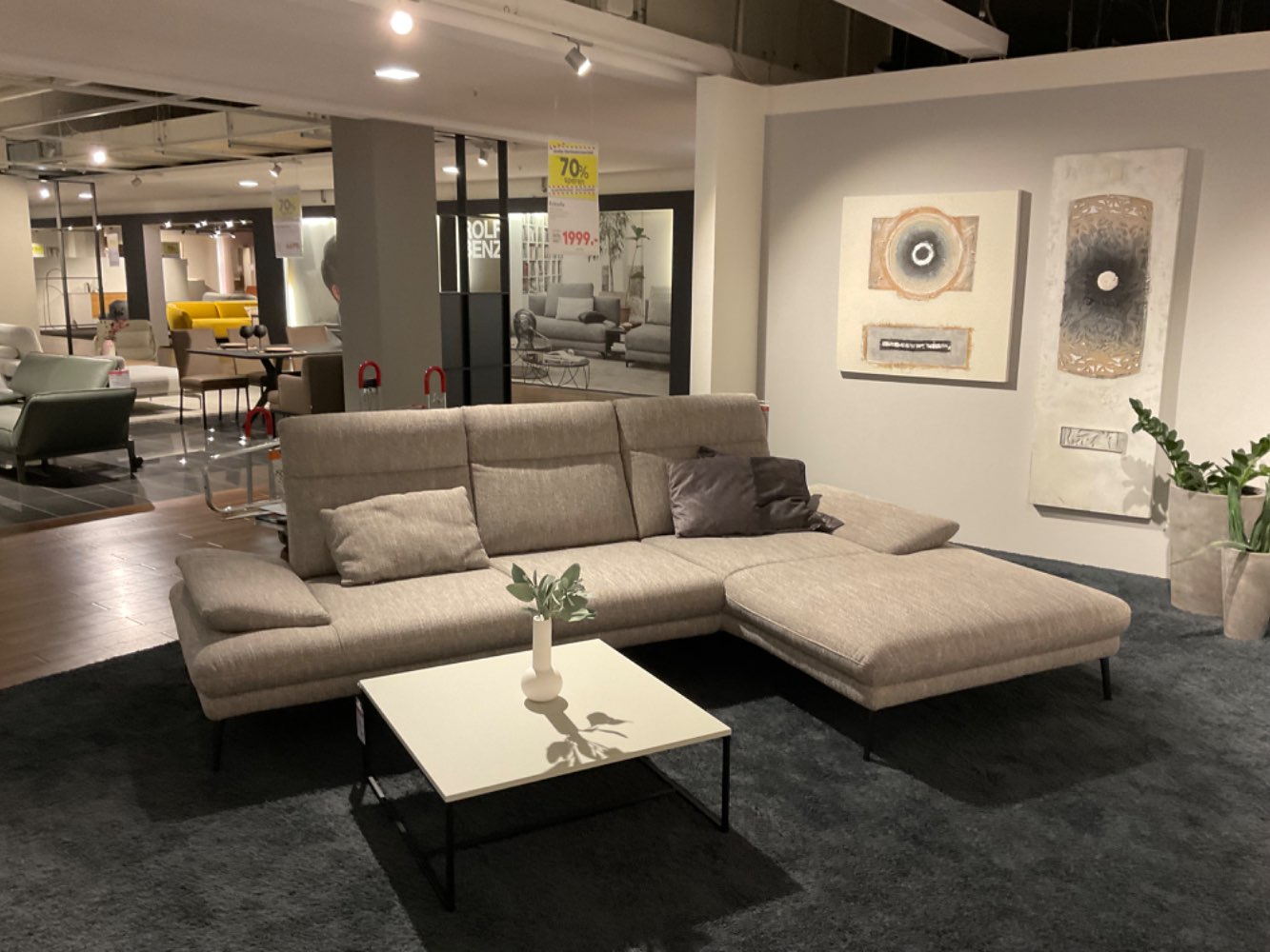 Ecksofa / Stoffbezug light gray