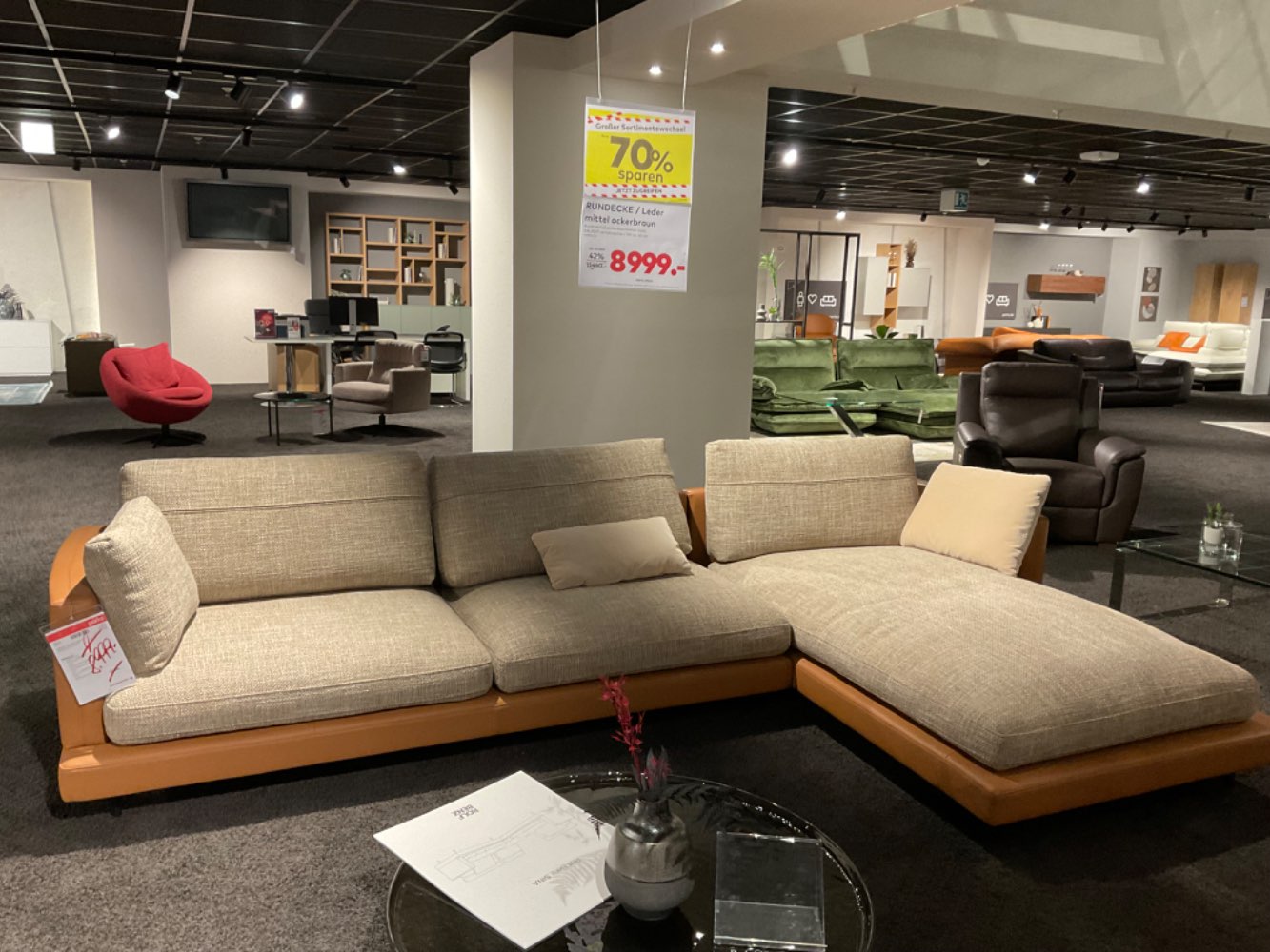 Rundecke / Leder mittel Ockerbraun