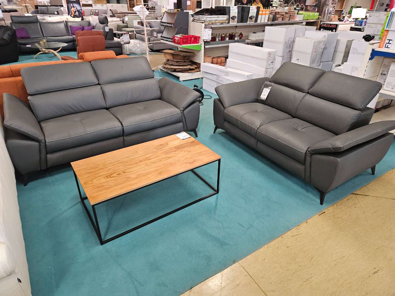 (VE) Sitzgruppe Sofa Couch Danae Leder Grau statt 2053€