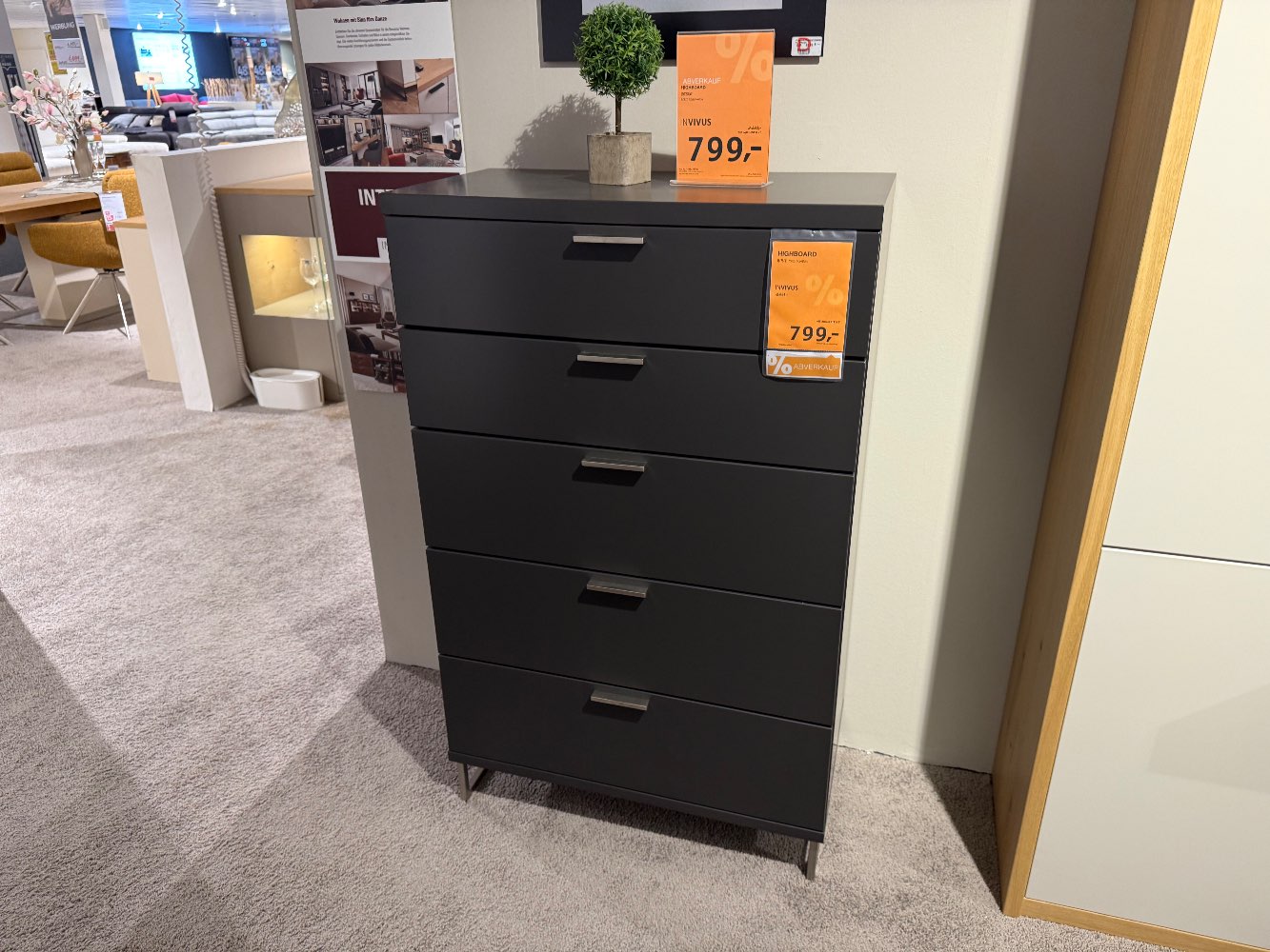 Möbel,INVIVUS Highboard Interno,graphit,75x124x40cm,XXXLutz