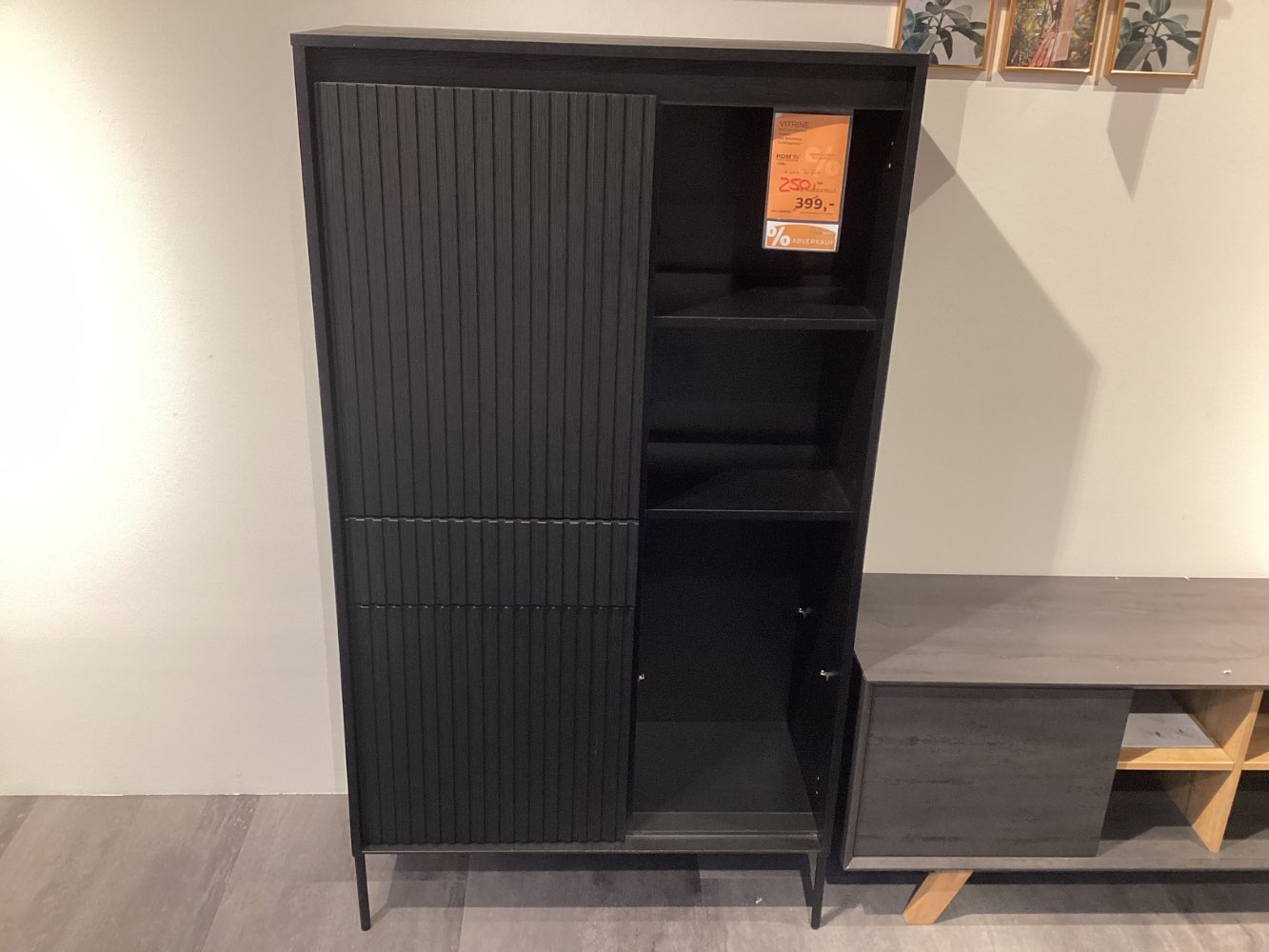 Möbel, Vitrine HOM IN Junges Einrichten, 86x154x40, MDF Schwarz