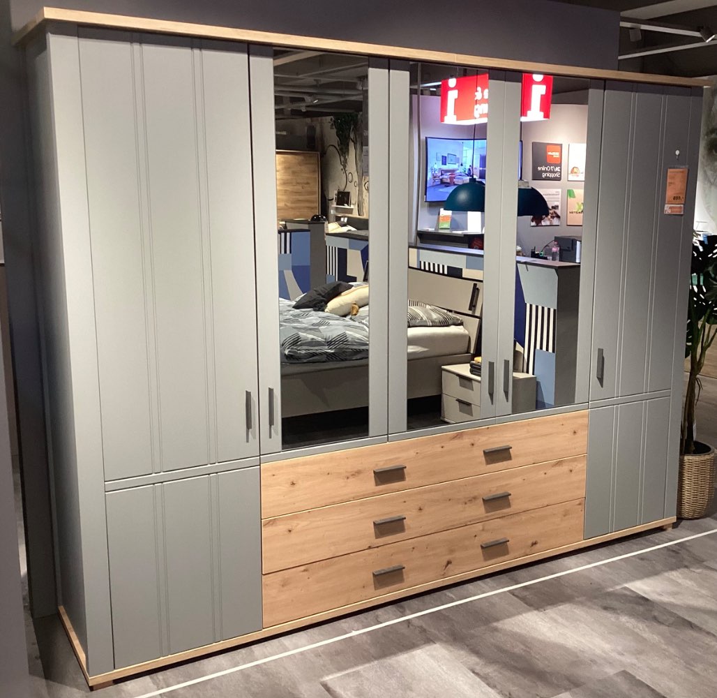 Möbel, Kleiderschrank HOM IN Junges Einrichten, 267x206x65, Grau