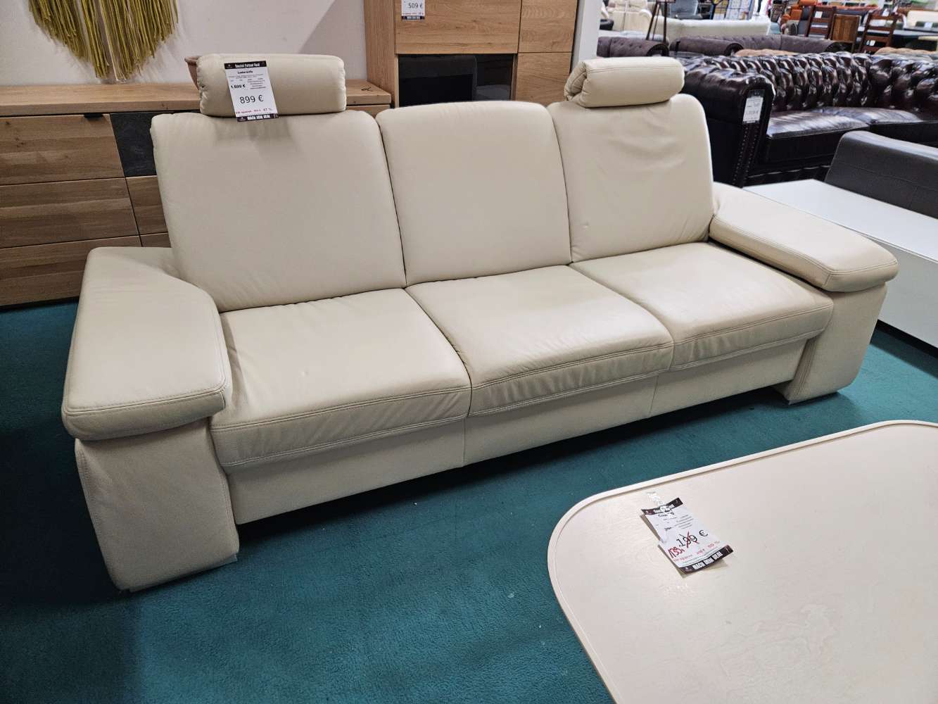 3 Sitzer Sofa Couch Leder Beige statt 1699€