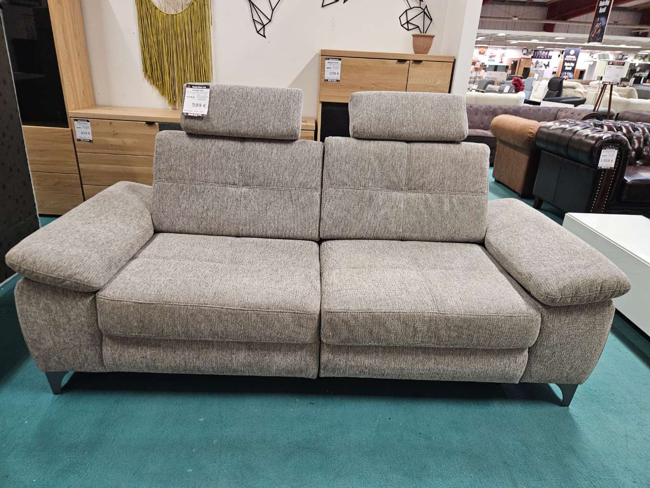 2 Sitzer Sofa Couch Webstoff Grau Relaxfunktion statt 1119€