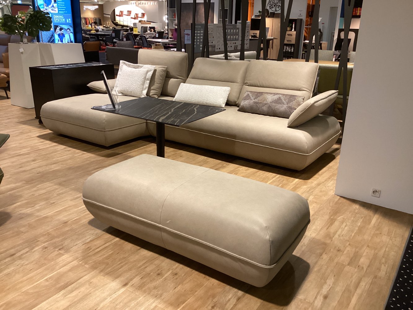 Ecksofa Leder inkl. Hocker und Kissen