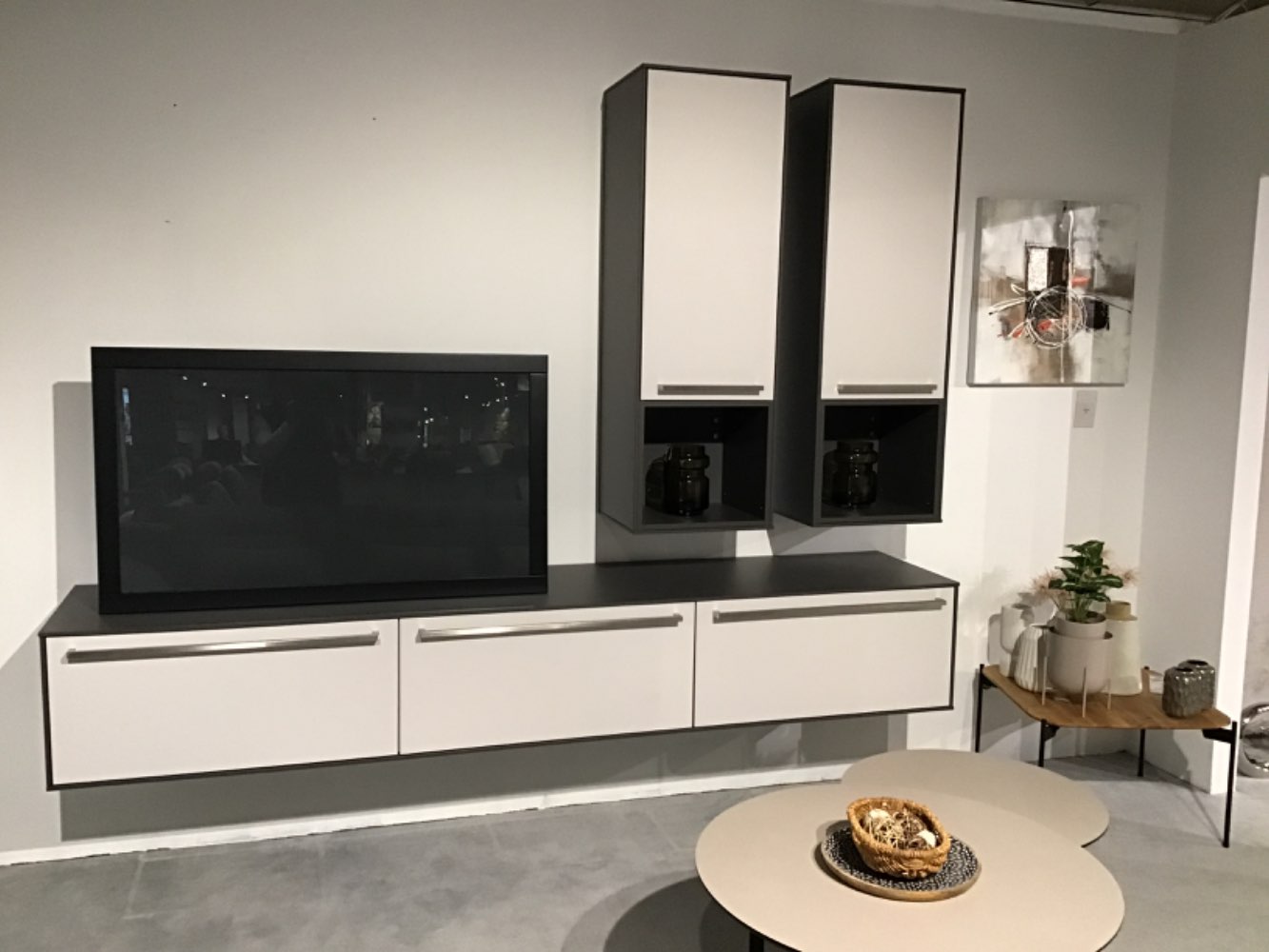 Preiswerte Wohnwand Farbe Seidengrau Breite 245cm