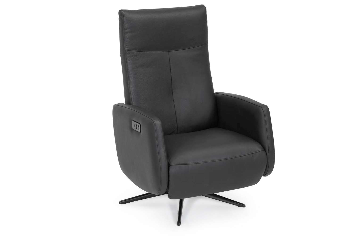 Relaxsessel in echt Leder schwarz, 2-motorisch verstellbar