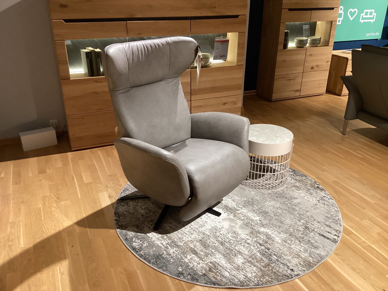 Relax Sessel „Lounge“, Orig. Joop, Leder grau, man. Verstellung