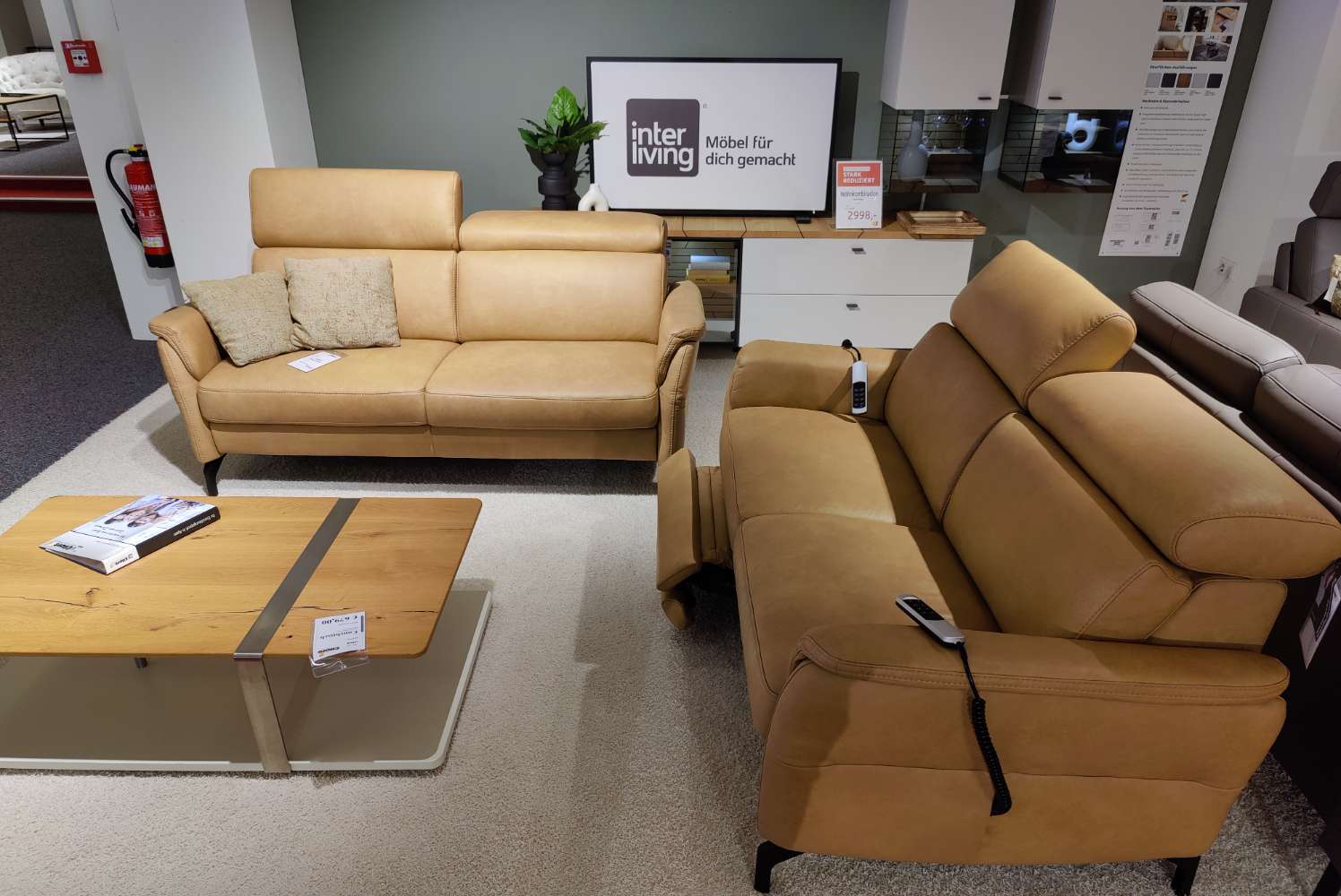 Sofa – Ledersofa  – Garnitur -2er + 2,5er – mit Motor