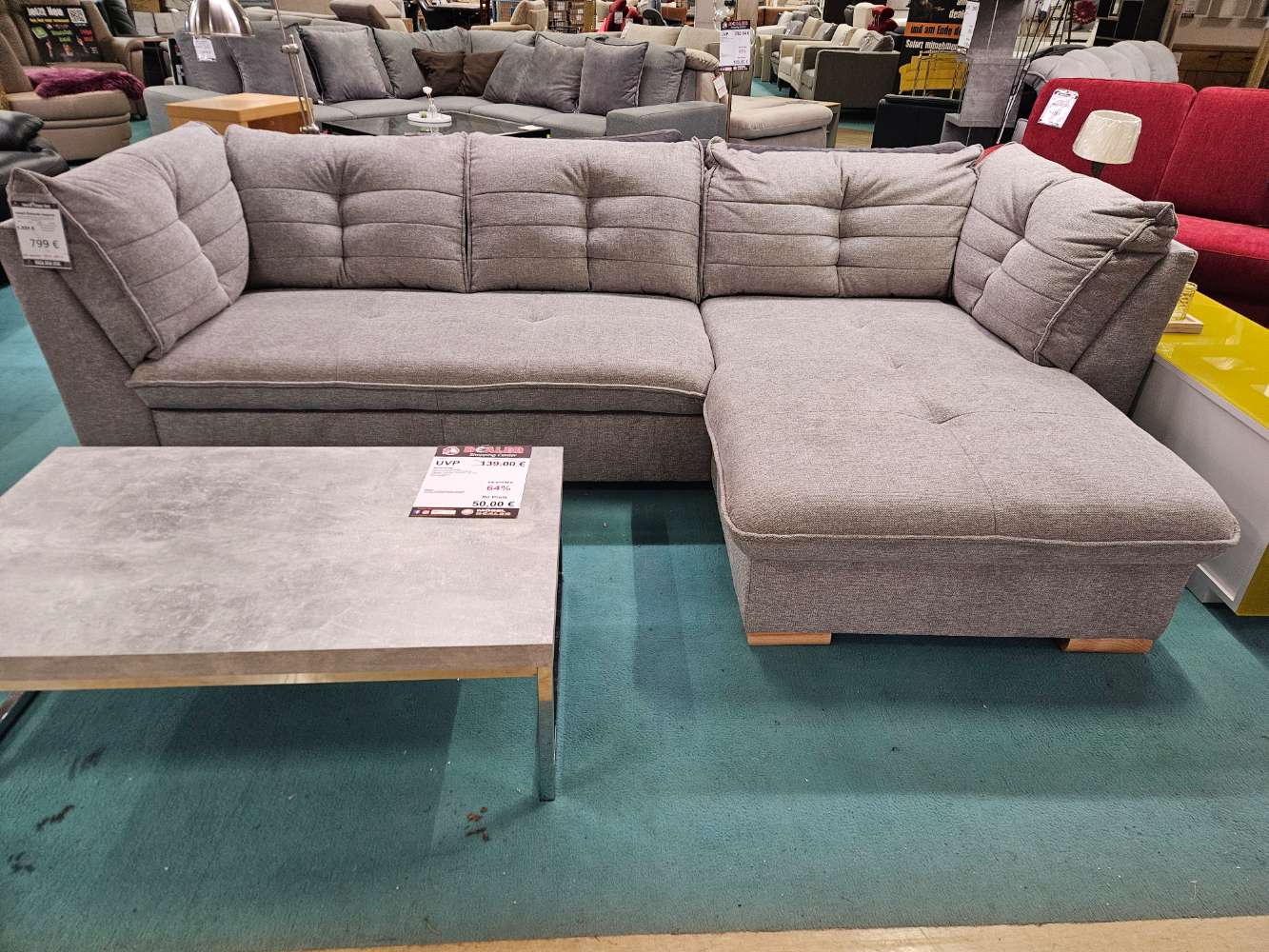 smart Ecksofa Imperia Flachgewebe Hellgrau statt 1331€