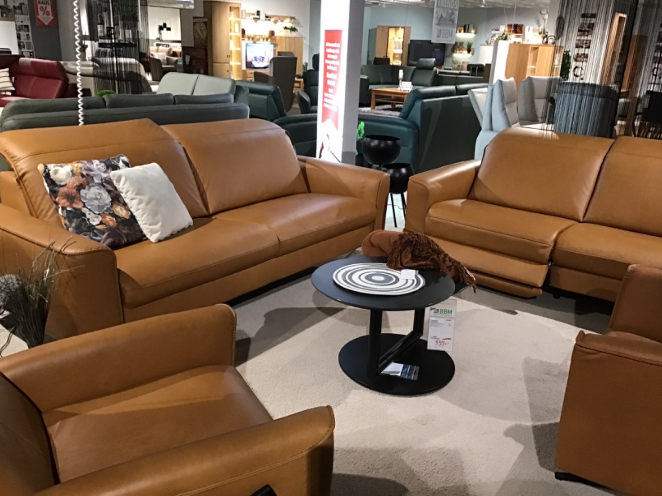 Ledergarnitur 3-2-1 Sessel drehbar Echtleder