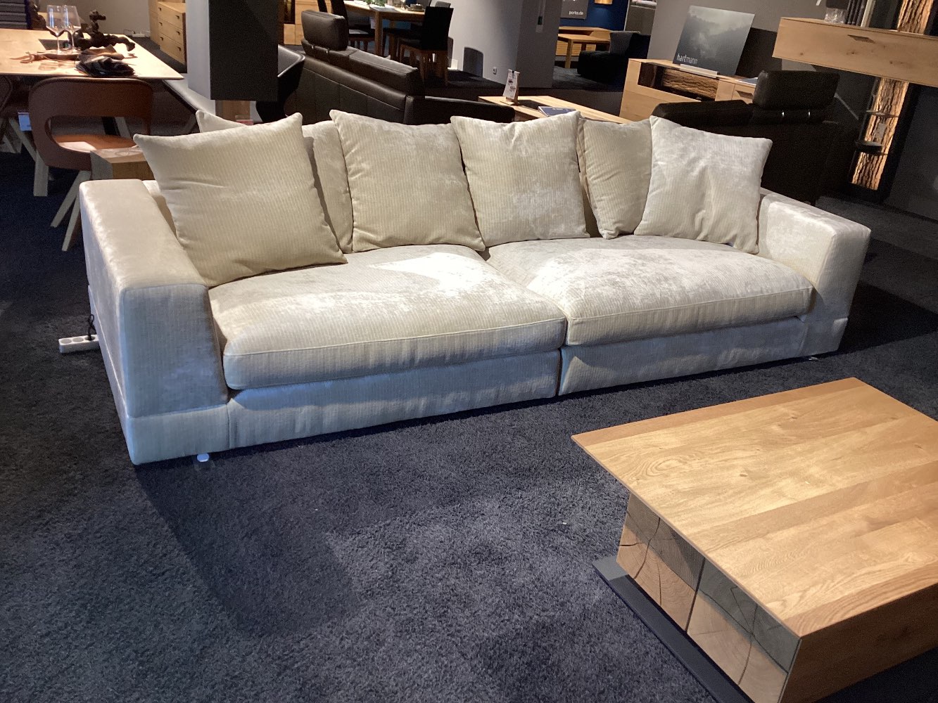 Megasofa „Oldham“, Stoff weiß, 304 cm Breit