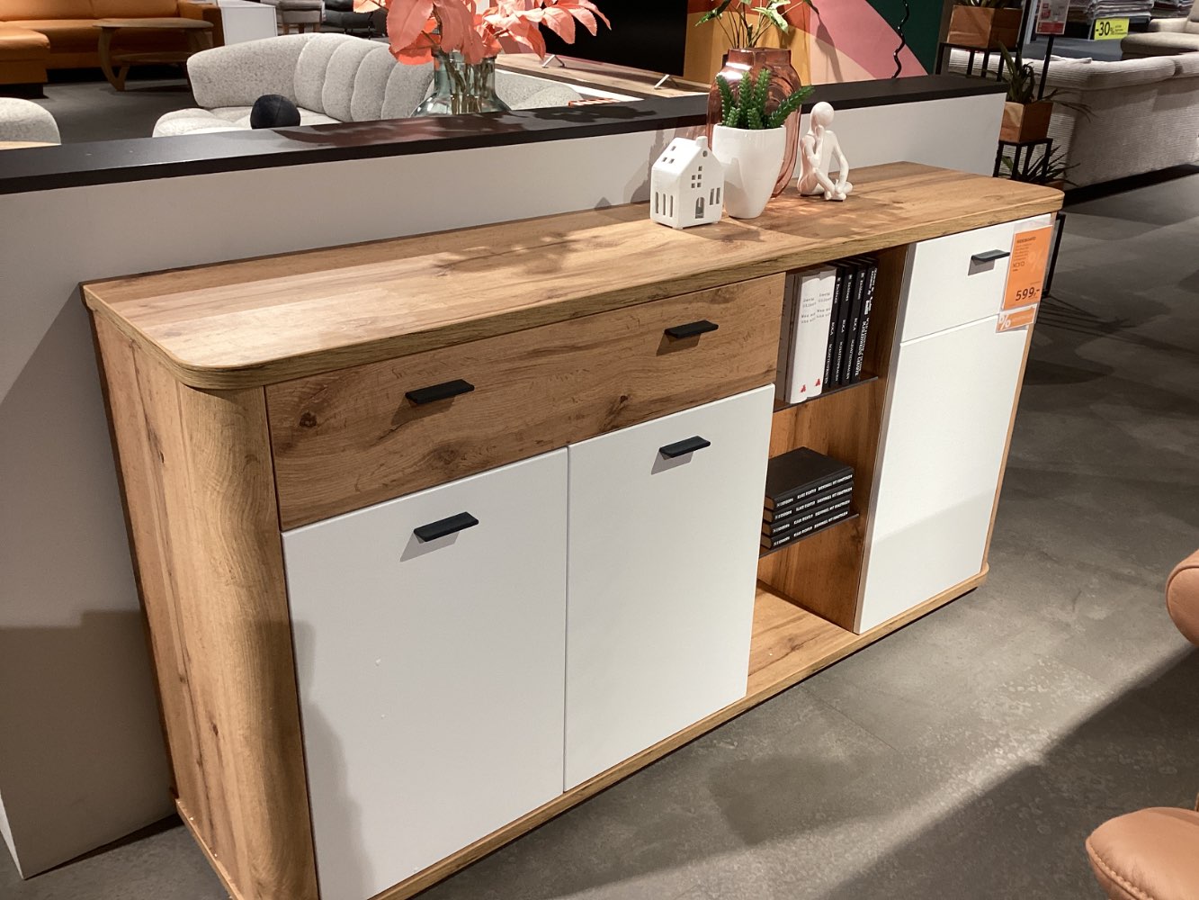 Möbel, Sideboard, Xora, ca. 171x88x41cm, Eiche Wotan, Weiß