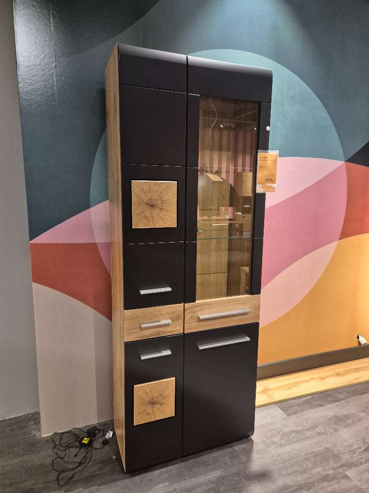Vitrine Schwarz matt, Eiche Altholz NB XXXLutz Fellbach