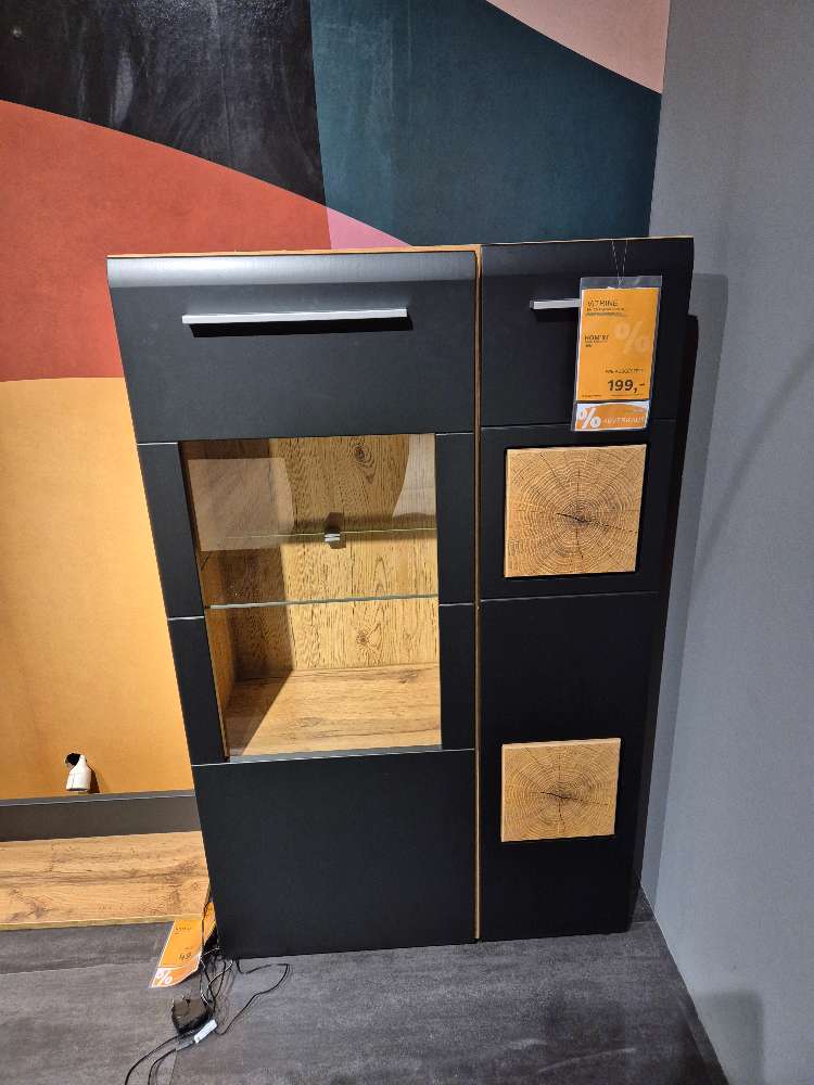 Vitrine klein Schwarz matt, Eiche Altholz NB XXXLutz Fellbach