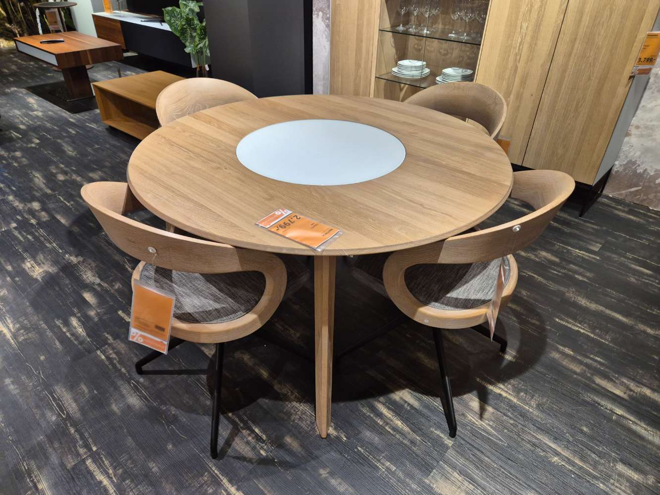 TEAM 7 Esstisch Rund, Farbglas Weiss matt. Ecihe Weiß XXXLutz