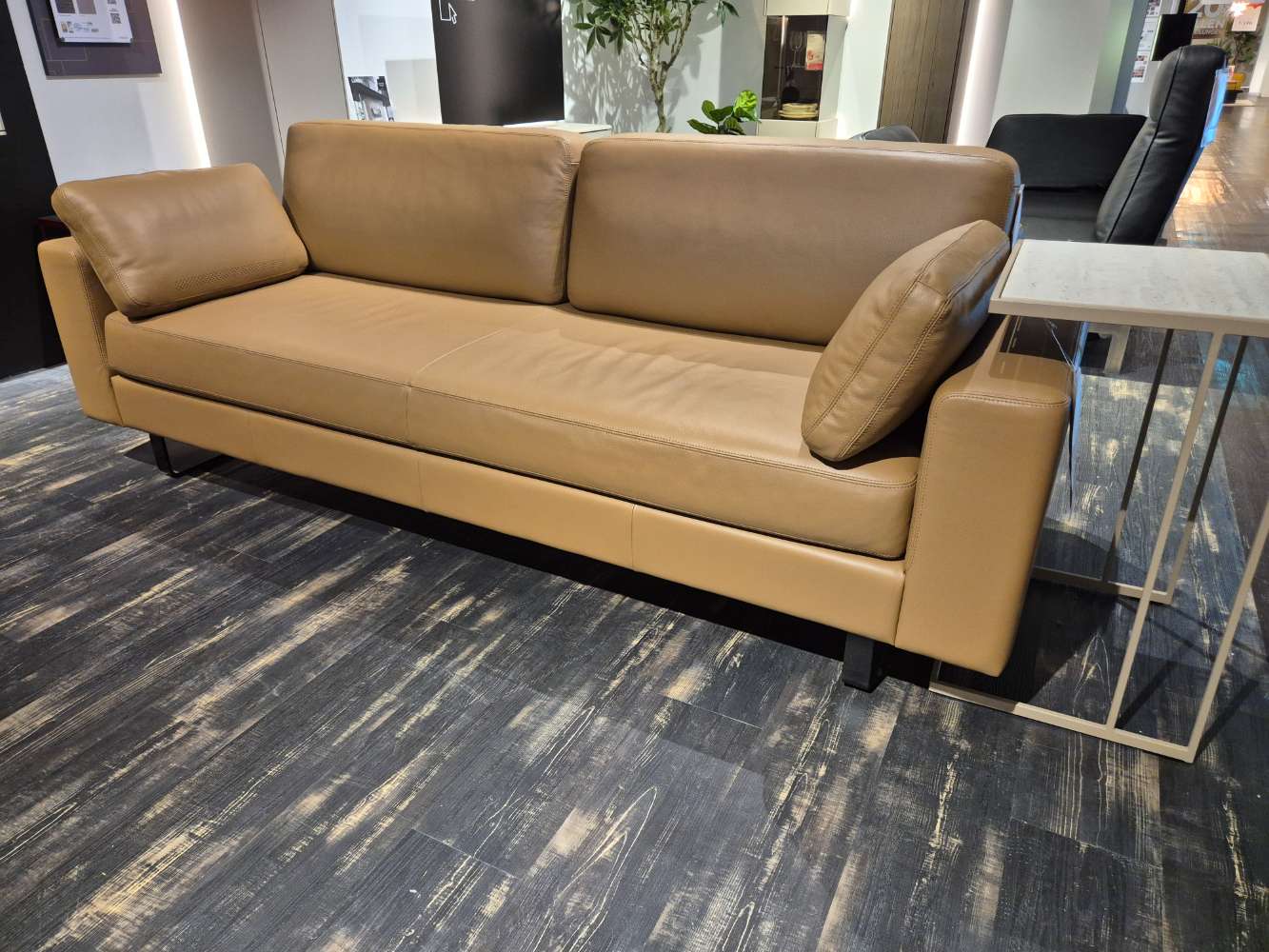 3-Sitzer Sofa Echtleder Nougat, Schwarz XXXLutz Fellbach