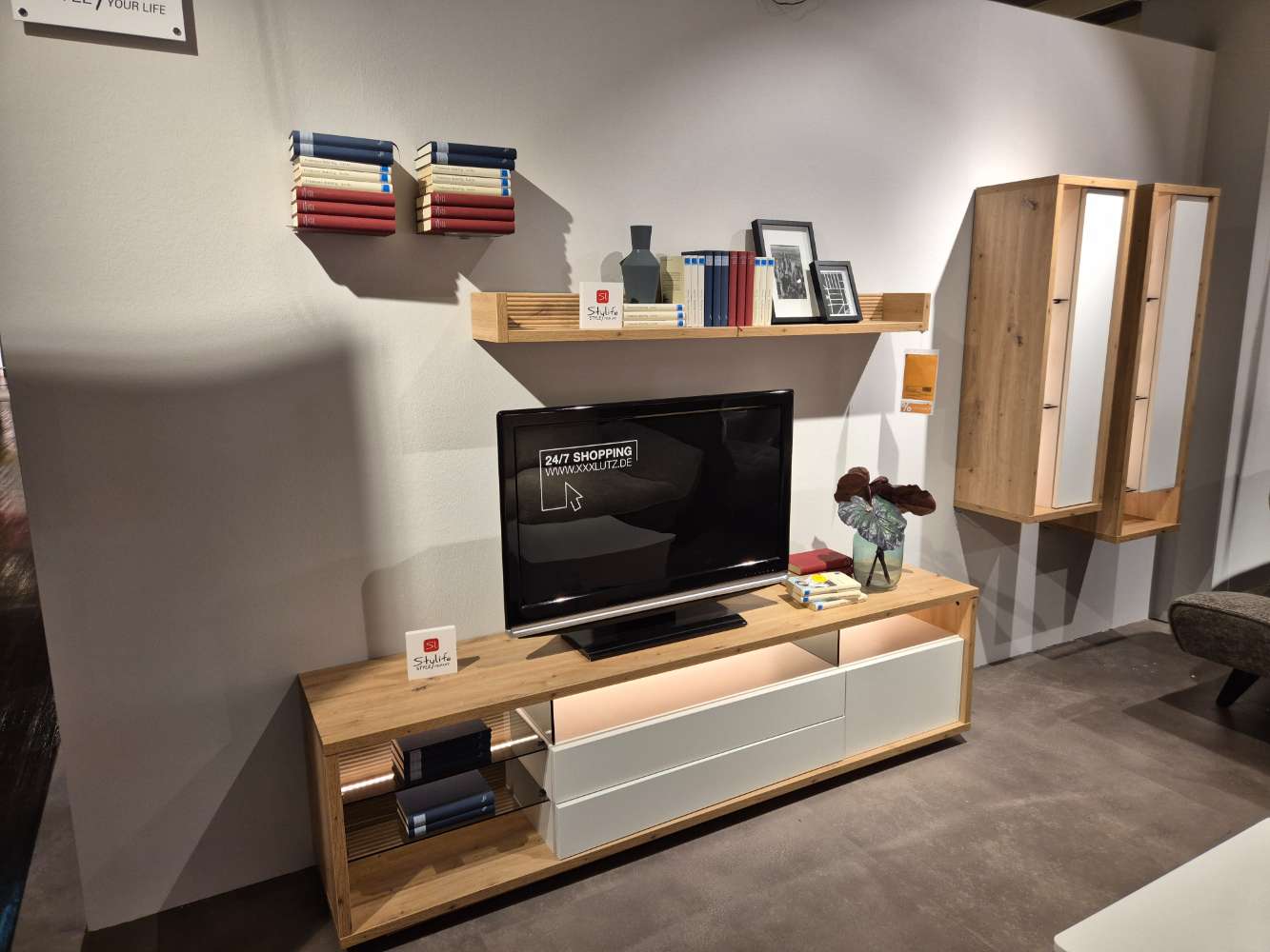 Wohnwand Artisaneiche, Weiss matt XXXLutz Fellbach