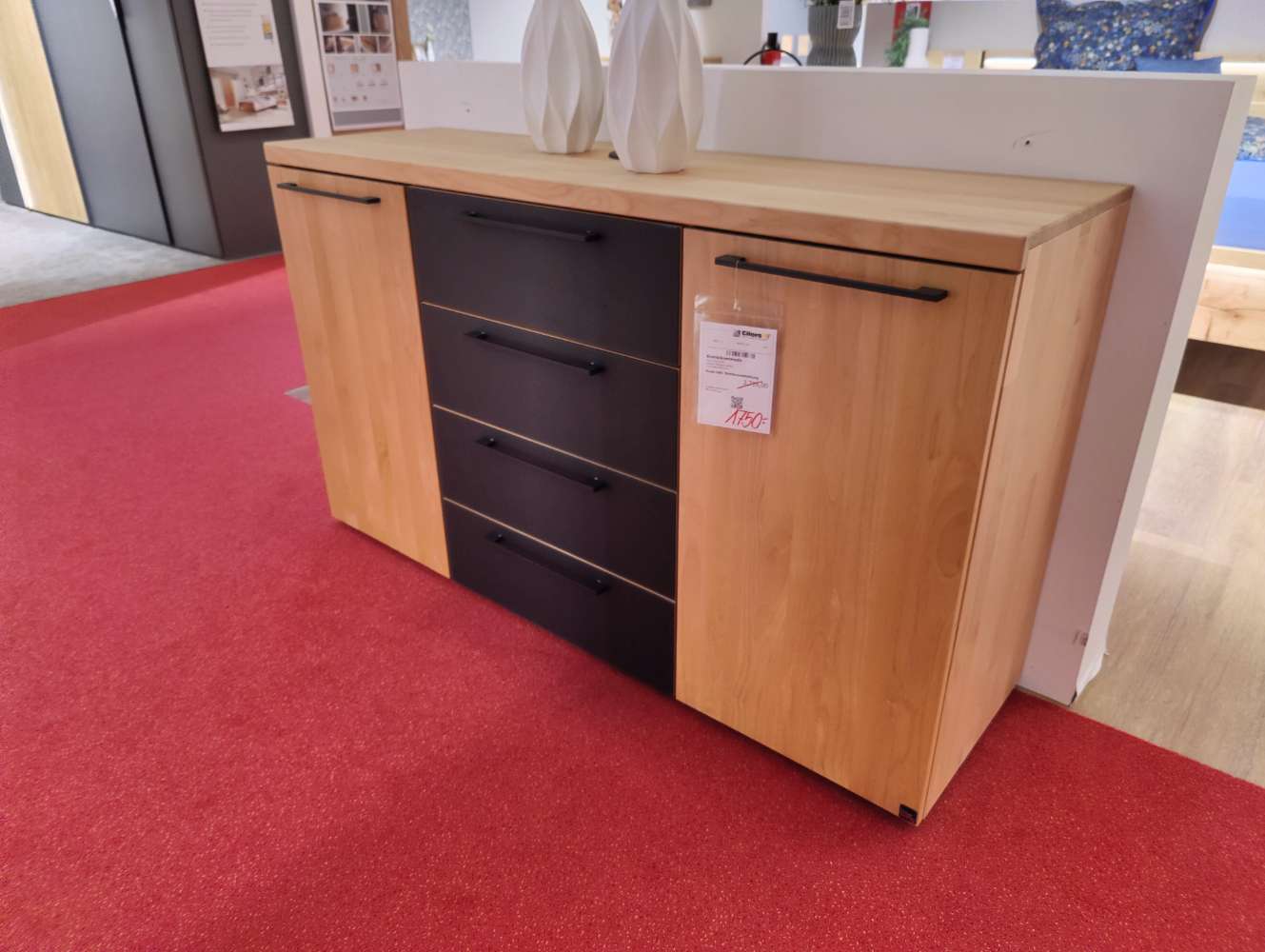 Kombikommode – Interliving 1028 – B 155 cm – Erle – Massiv