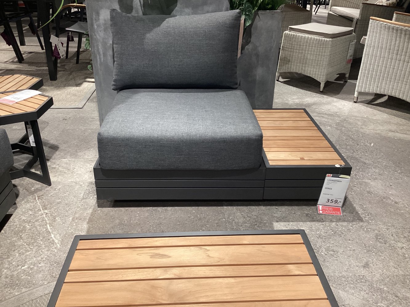 Gartenmöbel, Loungeeckteil ZEBRA, 74x76x68, Anthrazit