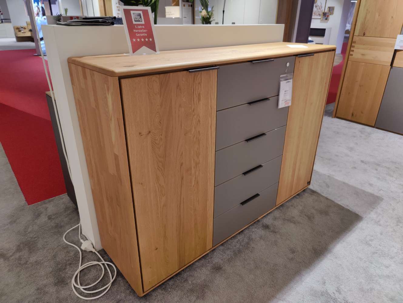 Kombikommode – INTERLIVING 1015 – B 155 cm – Wildeiche – Massiv