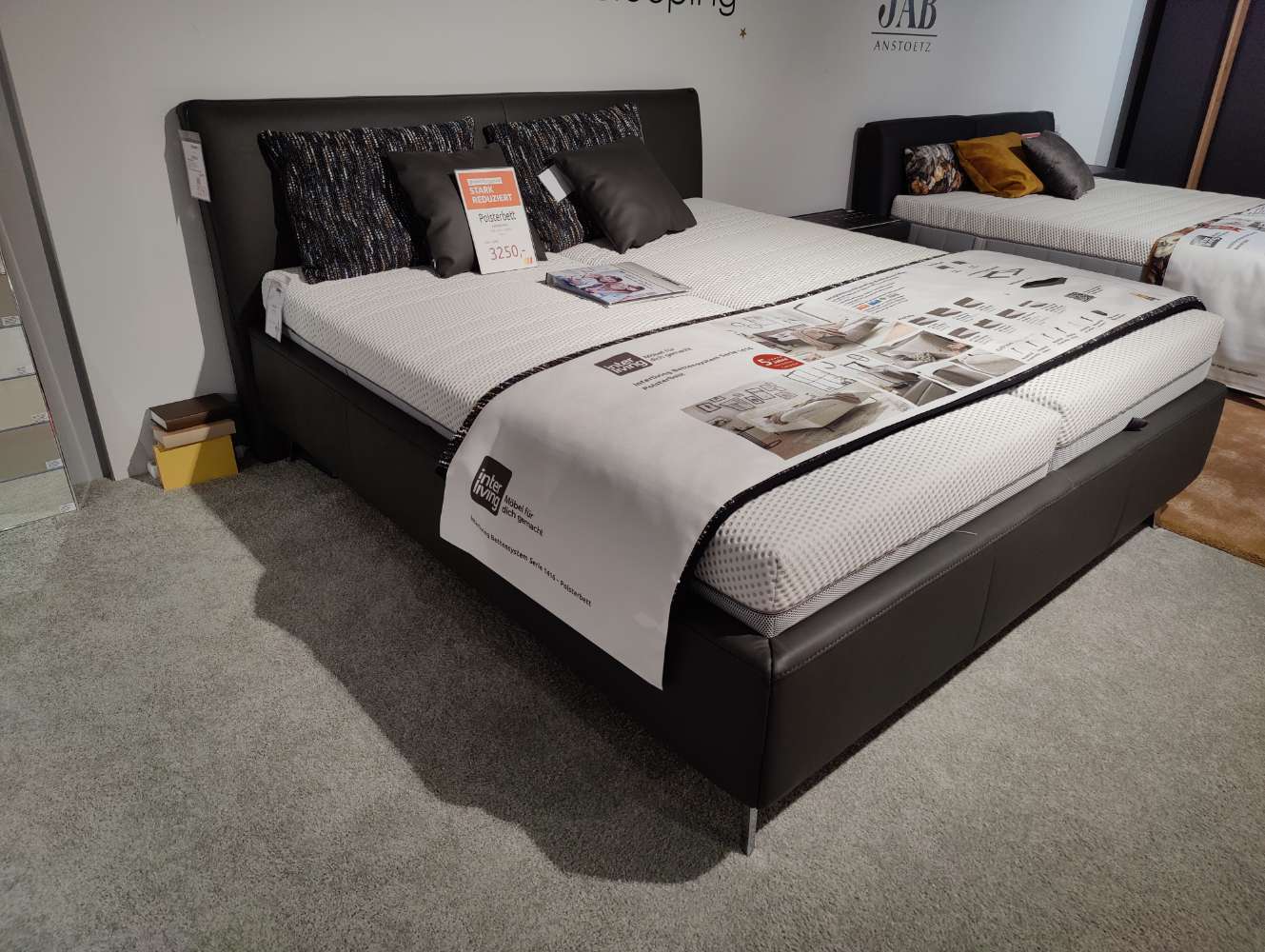 Polsterbett – INTERLIVING 1416 – 180 x 200 cm – Leder – anthrazit